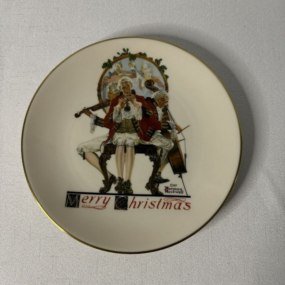 1984 NORMAN ROCKWELL "Christmas Medley" Collectible Plate by Gorham -Mint